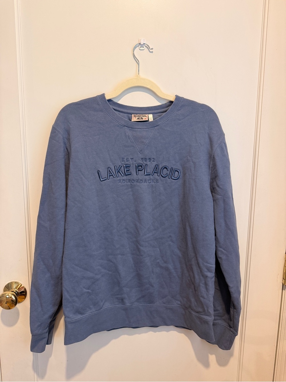 Lake Placid Embroidered Crewneck Sweatshirt - Dusty Blue